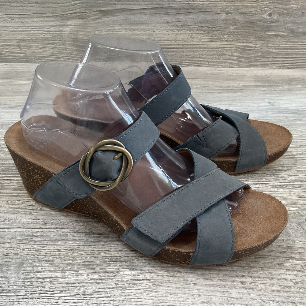 Dansko Susie Nubuck Wedge Sandal 42/11.5-12 Smokey Blue Comfort Adjustable Strap